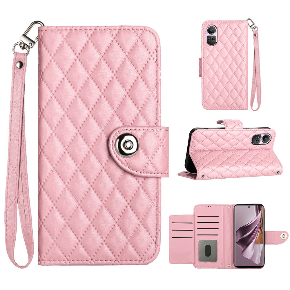 YB Imprinting Series-8 for Oppo Reno10 Pro 5G (Global) / Reno10 5G (Global) Case Wallet Rhombus Pattern Cover YB Imprinting Series-8 for Oppo Reno10 Pro 5G (Global) / Reno10 5G (Global) Case Wallet Rhombus Pattern Cover